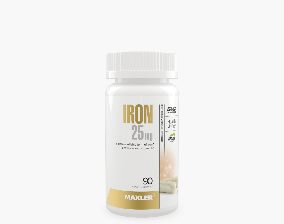 картинка Iron 25 mg Bisglycinate Chelate Maxler 90 капс от магазина спортивного питания Sportlane